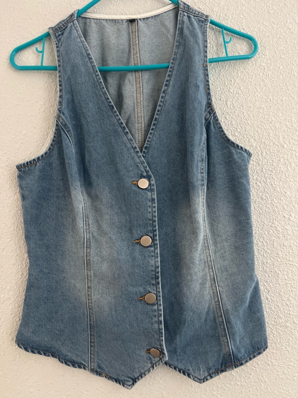 Classic Light Blue Denim Button-Front Tank Vest